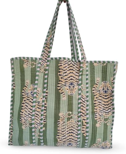 Image of Women's 100% Cotton Lightweight Shoulder Tote Bag with Interior Poeckt Casual Handbag for Women