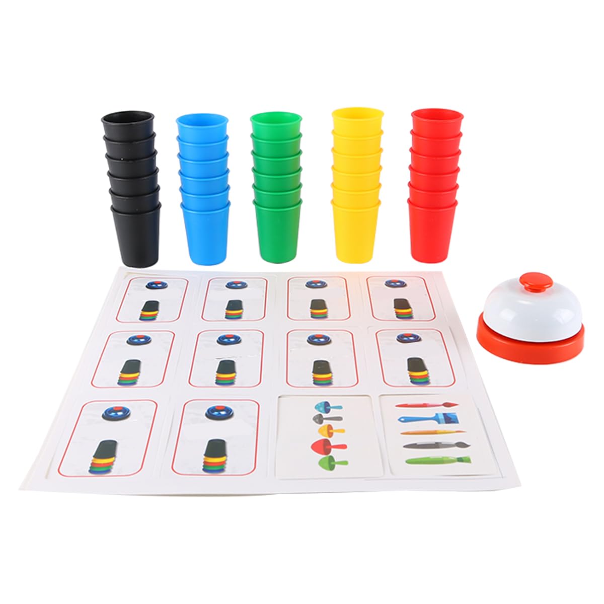 Gorise Quick Stacking Cup Games, Classic Matching Cup Game, Speed Match Cups Games with Card & 30 Cups for Family Party School