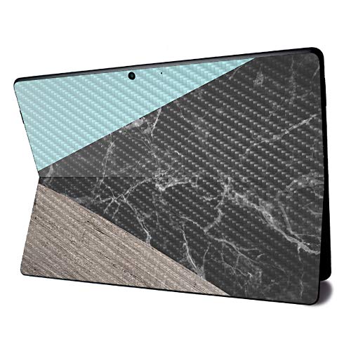 Image of MightySkins Carbon Fiber Skin for Microsoft Surface Pro X - Wood and Marble | Textured Carbon Fiber Finish | Easy to Apply, Remove, and Change Styles | Made in The USA