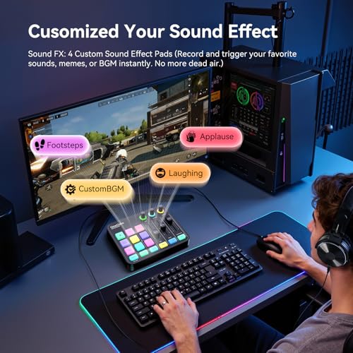 Table de mixage gaming OneOdio RVB avec entrée micro XLR pour diffusion en direct - 5