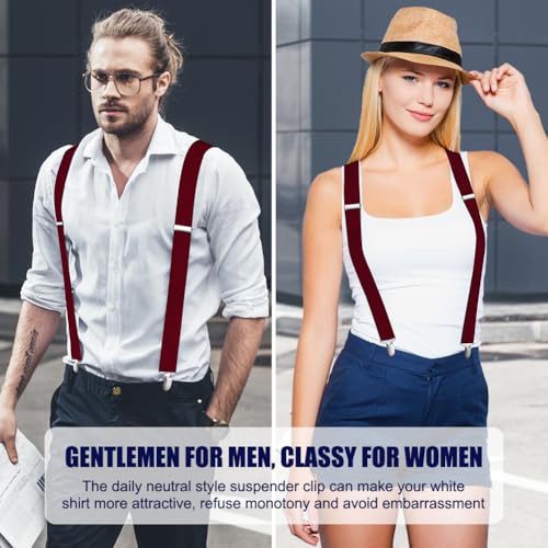 Image of Aomig Men's Adjustable Wide Braces, Extra Wide X Braces for Men, Braces for Men with Very Strong 4 Clips - 3.5 cm