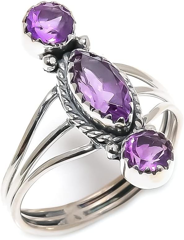 Anillo de plata de ley 925, piedra preciosa hecha a mano, ajustable