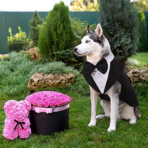 Aofitee Dog Tuxedo Formal Dog Suit And Bandana Set, Gentle Dog Wedding Party Suit Bow Tie Shirt Vest, Pet Tuxedo Costume Outfit With Detachable Bowtie Collar For Christmas Halloween Dress Up #TOP5