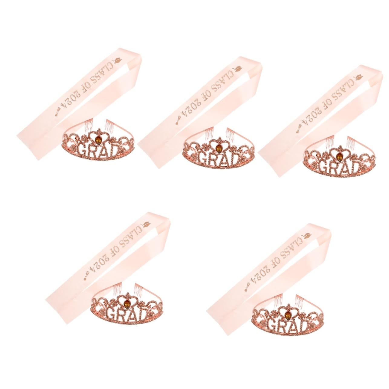 Écharpe de graduation avec couronne strass or rose de gala Cabilock pour diplômés