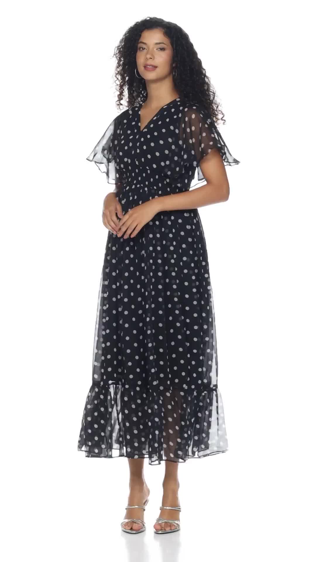 Buy Sheetal Associates Women's Fit and Flare Polka Print Georgette