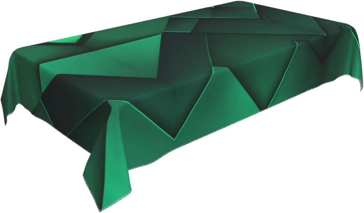 Prostokątny obrus 140 x 300 cm zielona geometria, tkanina poliestrowa odporna na plamy i zmywalna, ochraniacz stołu dla 8-10 osób, do użytku w kuchni, salonie, wewnątrz i na zewnątrz 5718v