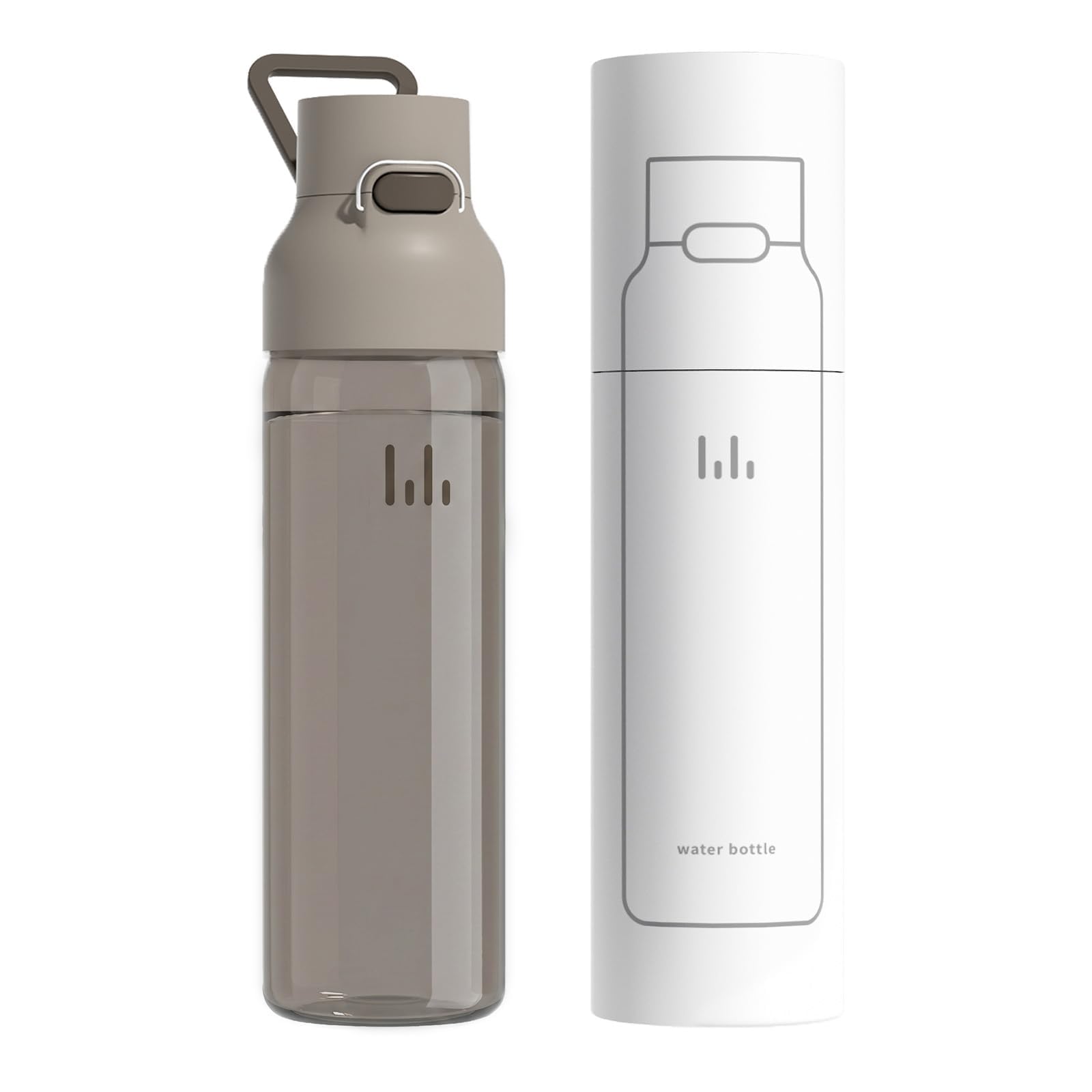 Levore Borraccia trasparente da 750 ml, a prova di perdite, con coperchio apribile con una sola mano, compatibile con portabicchieri, in plastica Tritan senza BPA, lavabile in lavastoviglie per