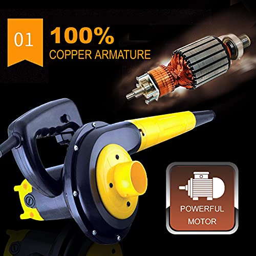 Image of Elmico 700W Guaranteed Motor Heavy Duty Electric Blower with /100% Copper armature /10FT Extension Wire 1 Extra Blower Pipe (Made in India) Dust Remover /Pc Cleaner /Electric Air Blower