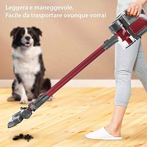 BAKAJI HVC 150.580.57R cycloonstofzuiger, draadloos, lithium batterij 18 V-2200 mAh, rood, 0,8 liter - Image 7