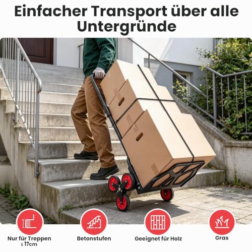 YEAUPE PRO Faltbare Treppensackkarre Höhenverstellbar 50 kg Schwarz