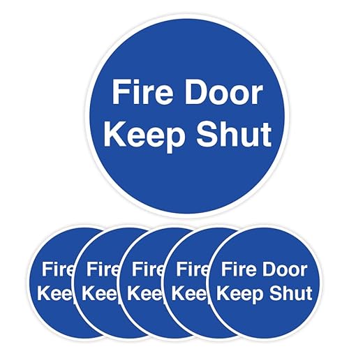 Pack of 6 Fire Door Keep Shut Stickers (80 mm) Fire Door Stickers Waterproof Fire Door Signs Self Adhesive