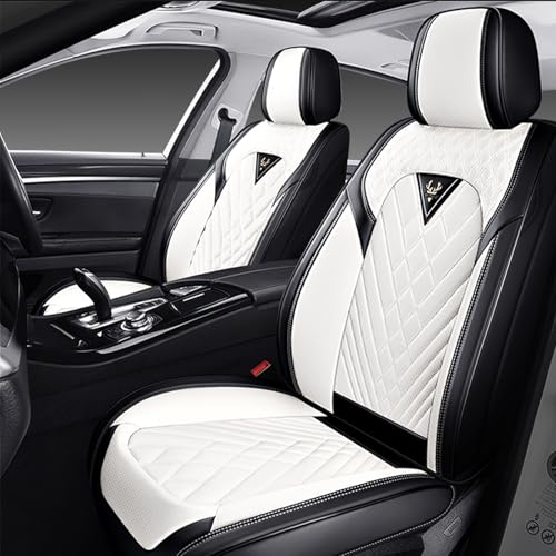 Image of Car Seat Covers Front Seats for Subaru Forester Hybrid 2025-2026, Waterproof Nappa Leather Car Seat Cover, Full Coverage Car Seat Covers Sets(2 Seats /Black White)