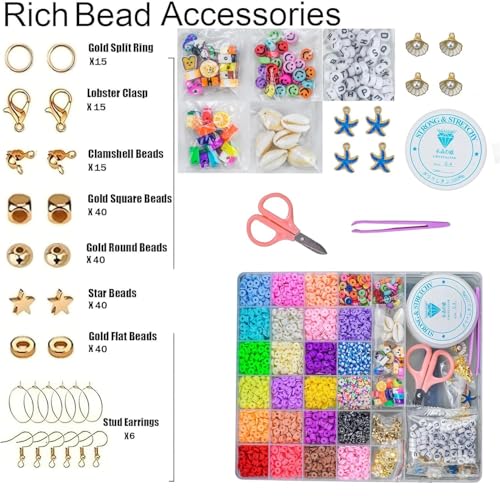 Image of DARK MAGISTER Kids Bracelet Making Kit with Colorful Beads, Rubber Bands, Charms and Tools - DIY Jewelry Craft Box for Children (Charms & Beads Set)