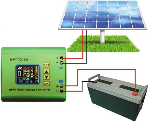 Miniatura 4 de MPPT Controlador Solar MPT-7210A Pantalla LCD Controlador de Energía Solar Aleación de Aluminio Panel Solar Regulador Regulador