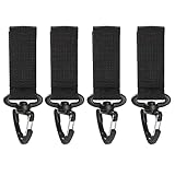 Azarxis タクティカル カラビナ リング ベルクロ ベルト MOLLE キーリング バックル キーホルダー 多機能 タクティカル ポーチ バッグ リュック 対応 (2#黒-4個)