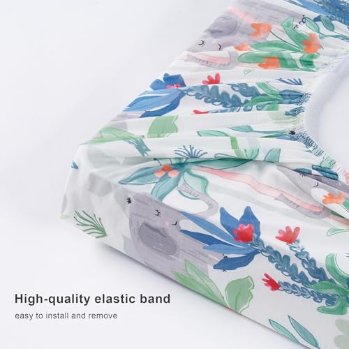 Image of Baby Changing Pad Cover, Changing Table Cover for Girls Boys, Ultra Soft Breathable, 2 Pack Rainforest Elephant & Grey