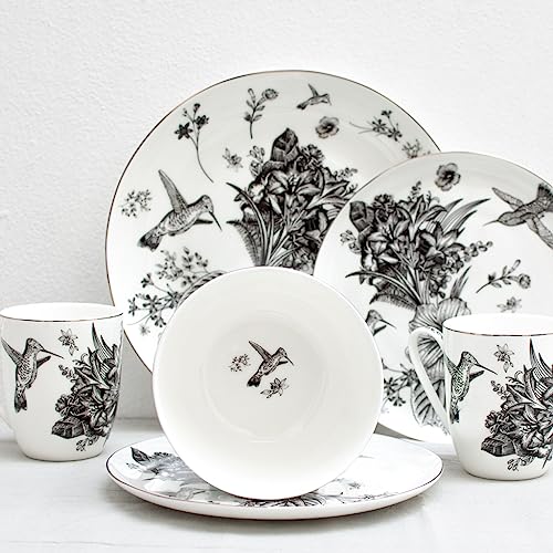 Koken – 4 Bowls Set Fine Bone China With Design Black & White With Gold Ring - Ideal For Special Occasions Or Every Day - Stackable-Mixing Bowls- Kitchen Essentials & Tableware. #TOP5
