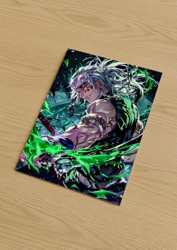 Image of NIJUKA Anime Printed A4 Size Metal sheet Poster For Home And Room Decoration | For Anime Art Fans Boys And Girls (Uzui Sound Hashira)