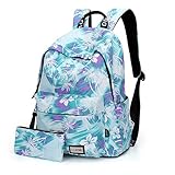 School Bag Backpack for Teen Girls Waterproof Oxford Cloth Laptop Bookbag 12-20 Years Old University Campus College Junior Middle Primary School Students Campus Travel Picnic Bag Backpack (Green)