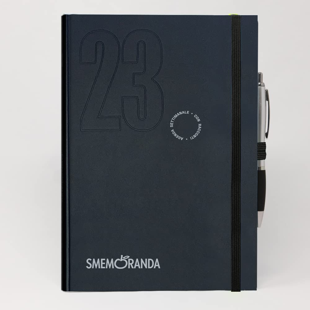 Smemoranda, Weekly Diary 12 Months, January, December 2023, Hardcover, Checked Sheets, Extra Large Size 16.8x24 cm