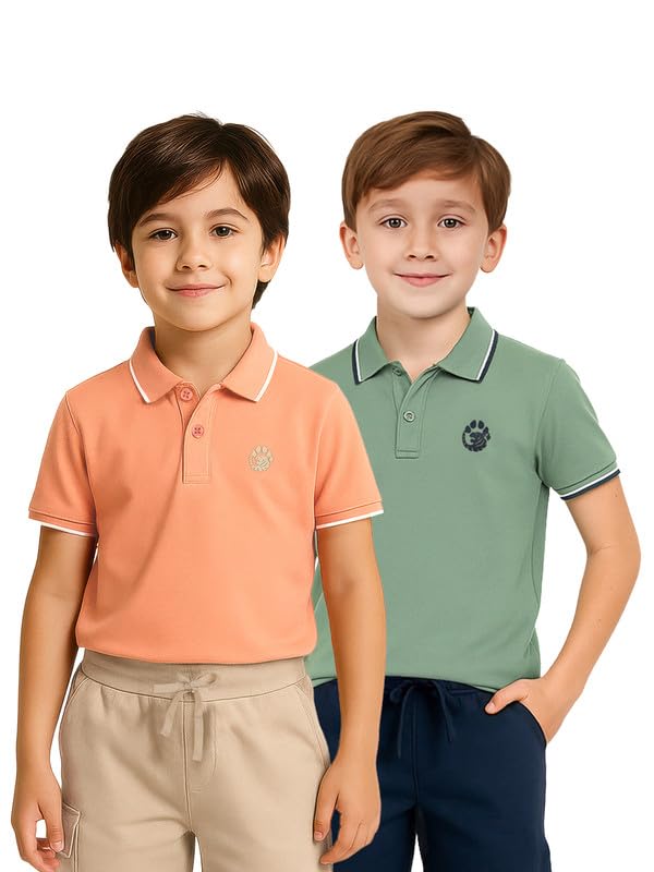 Image of Aventura Boys Polo T-Shirt Combo Pack of 2 - 100% Cotton Half Sleeve Collar T-Shirts for Boys (Age 5-12 Years)