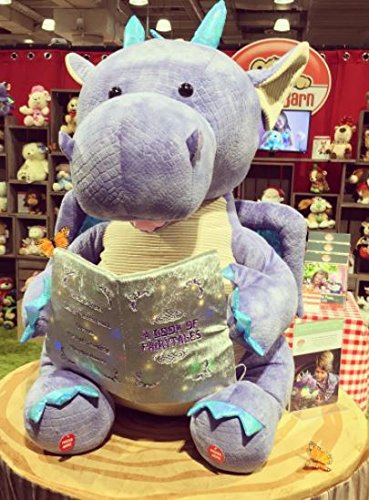 Cuddle Barn | Dalton the Storytelling Dragon 12" Animated Stuffed Animal Plush Toy | Mouth Moves, Head Sways and Book Lights Up | Recites 5 Fairy-Tales