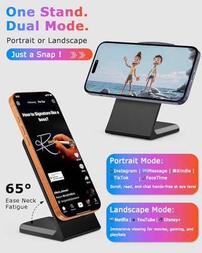 Mag Safe Charger for iPhone/Samsung: Magnetic Charger Stand, Qi-Certified Fast Wireless Charger for iPhone 17/Air/16/15/14/13/12 Series, for Samsung S24/S25 Series (Onyx Black)