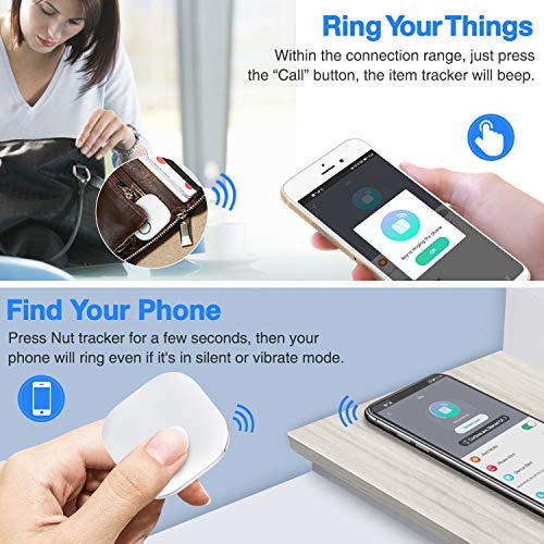 Key Finder, DinoFire Key Finder with App for Android/iOS Phone, Key Finder Locator for Purse Wallet Keychain, Phone Finder with One Touch Find & Anti-Loss Function, White