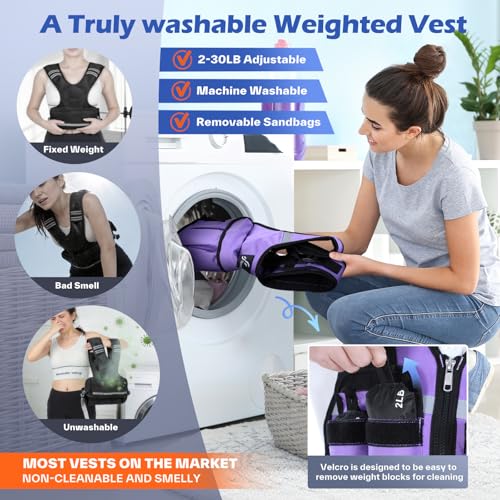 Image of Sportneer Adjustable Weighted Vest Weights: 2-18 lbs /2-42 lbs Washable Weight Vest for Walking 16 In 1 Fast Adjust Rucking Vest for Women and Men Home Gym Running Jogging Strength Training Vests