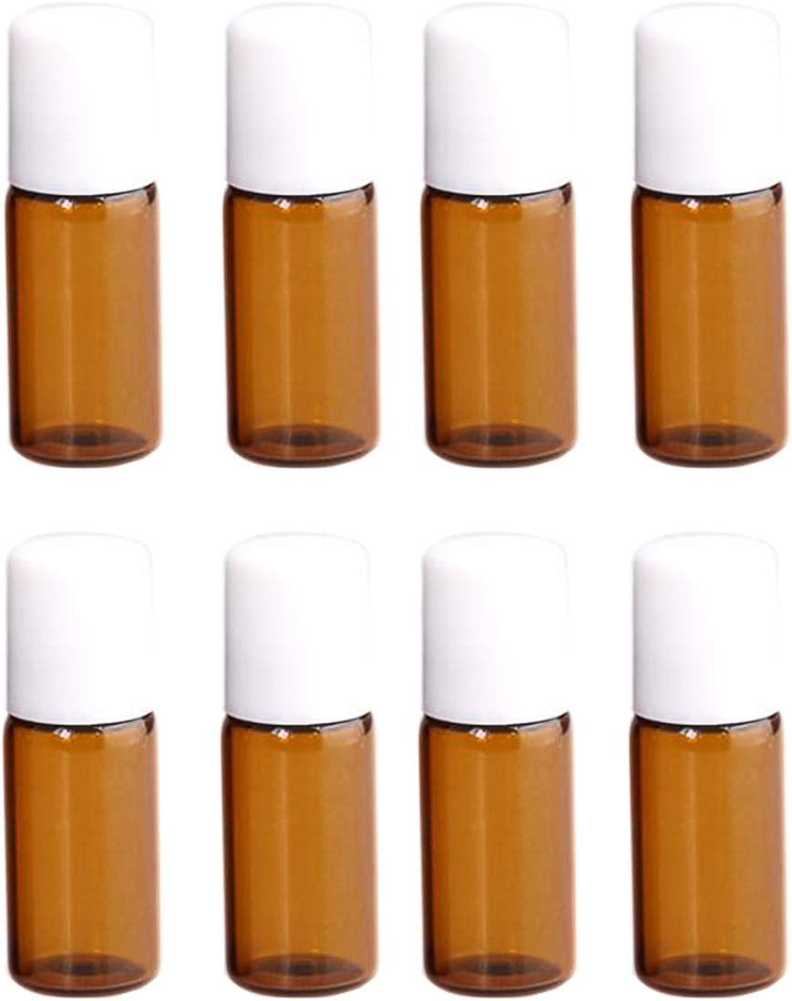 ConStore 25 Pack Glass Roller Bottles Travel Roll On Container for Essential Oil Aromatherapy Perfume Roller Ball Bottle Cosmetic Metal Ball Vials Sample Vials Jars Tube (3ml)