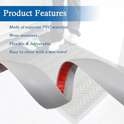 Miniatura 3 de Tira de transición de suelo autoadhesiva para alfombras y pisos, tira de borde de PVC para transición de umbral adecuada para altura de umbral de