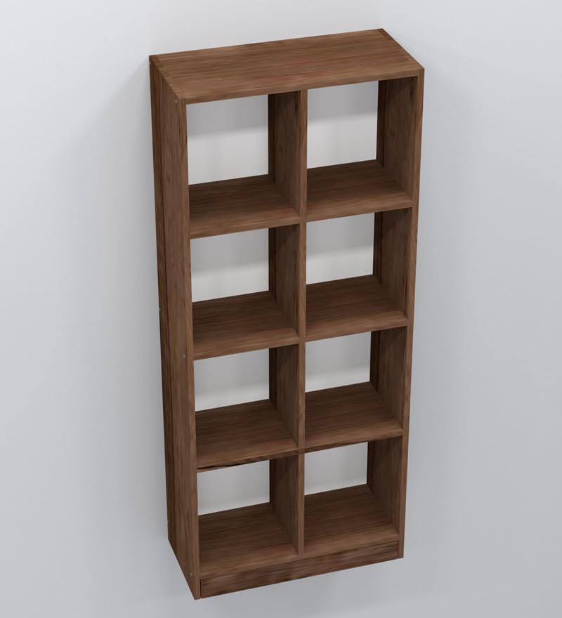 Image of SPECIALITY PANELS Wooden Bookshelf with 8 Open Shelves, Brown, 176x73x35 cm, Carpenter Assembly Provided