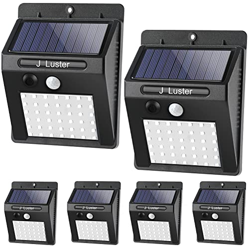 J luster Luces solares para exteriores [paquete de 6/3 modos de trabajo] Luces de seguridad de pared IP 65 impermeables, uso al aire libre para patio, jardín, valla y puerta delantera (42 LED)