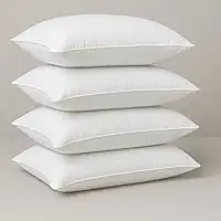Kit 2 ou 4 Travesseiros Pluma de Ganso 70x50cm Antialérgicos – Travesseiro Macio e Confortável para Dormir (04 Unidades)