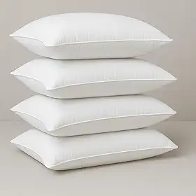 Kit 2 ou 4 Travesseiros Pluma de Ganso 70x50cm Antialérgicos – Travesseiro Macio e Confortável para Dormir (04 Unidades)