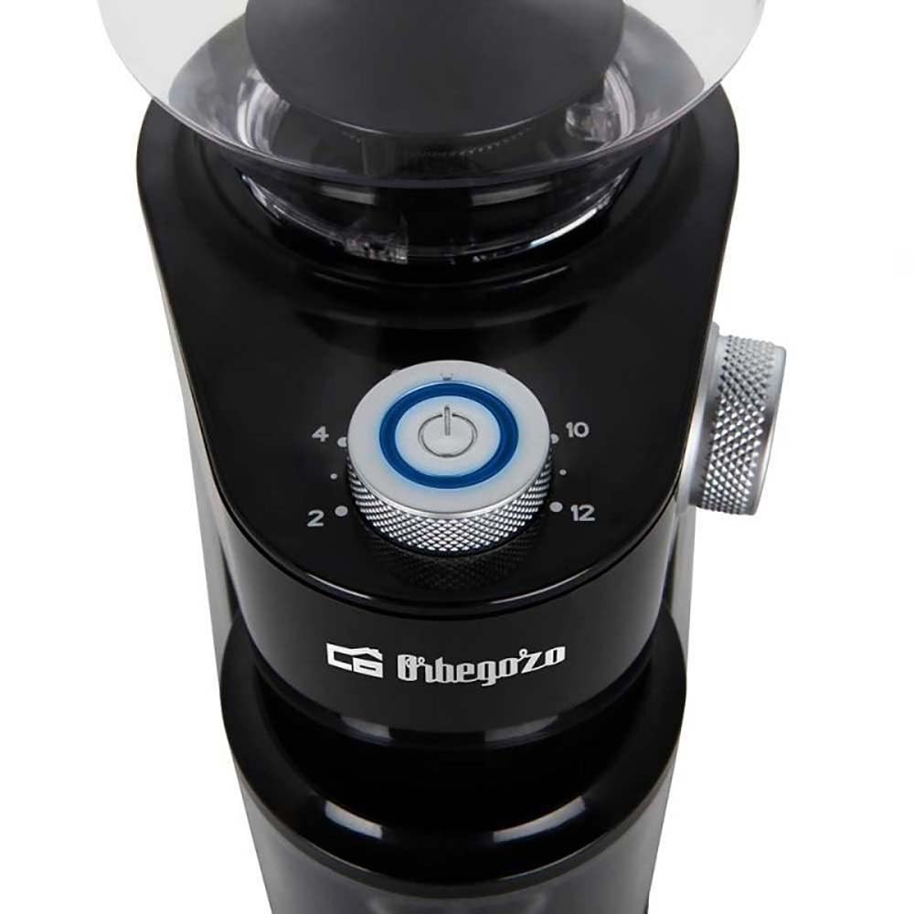 Orbegozo MO 3400 – Molinillo de café, 2-12 tazas, sistema de muelas, capacidad tolva 240 g, capacidad depósito 95 g, libre de BPA, 200 W