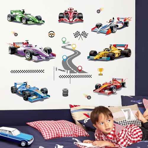 Vinilos decorativos de autos de carreras para pared miniatura 3