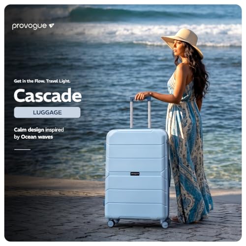 Image of Provogue Cascade Hard-Sided PP 55 Cm Suitcase /Cabin Trolley Bag Small| Expandable Space with 8 Wheels Trolley Bags for Travel |Combination Lock|5 Year Warranty (Sky Blue /Ceylon Blue)