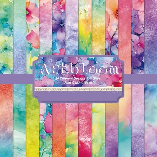 24 hojas de papel floral para álbumes de recortes, papel de manualidades con patrón vintage de 6 x 6 pulgadas para álbumes de recortes, tarjetas, decoupage y proyectos de bricolaje (24 diseños únicos