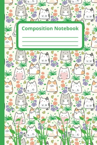 Cute Kawaii Cats Pattern Composition Notebook: Cute Cat Lover Large Notebook for Children, Girls and Artist kids, Gifts for Teens Kids Students Girls for Home School College For cats Lover