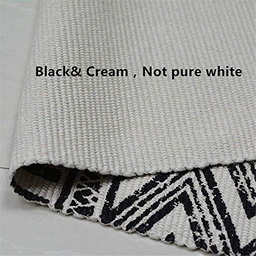 Ustide Cotton Rug Black&Cream Boho Rag Rug Washable Farmhouse Bath Tassel Rug Doormat Hand Woven Fringe Rug Chindi Rug 2’×3’ #TOP5
