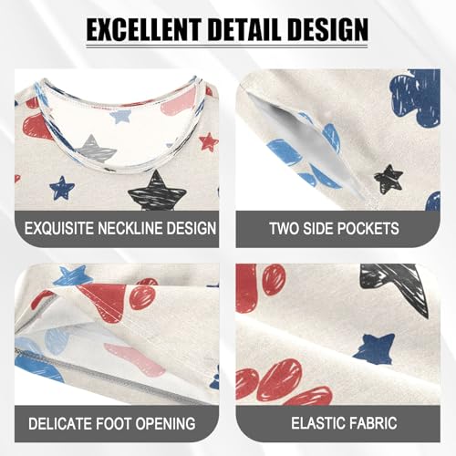 senya Paw Prints Stars S Summer Pajamas Set Short Cotton Sleepwear 2 Piece4