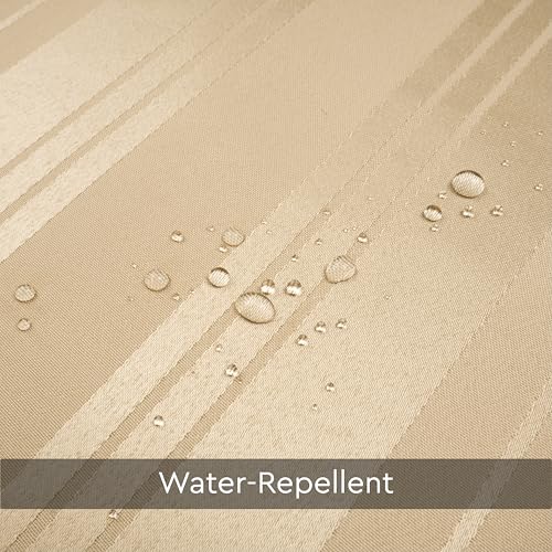 Image of Encasa XO Waterproof Shower Curtain for Bathroom 6 x 6.5 feet(183x200 cm), Anti-Fungal Polyester Washroom Curtain with 12 Hooks, Wet & Dry Partition Toilet Curtains Stripe Beige