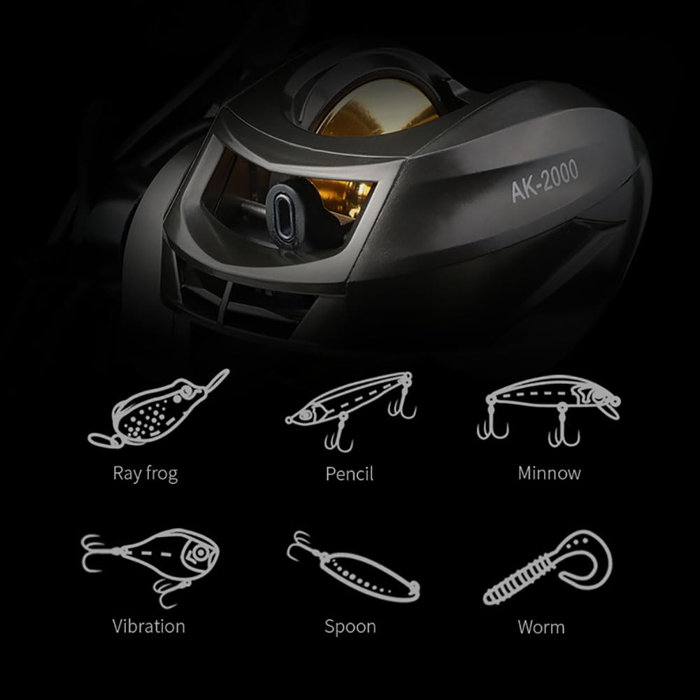 Baitcast-Rollen, 8 kg Max Drag Baitcast-Rollen, 7,2:1 Übersetzung, Angelrolle zum Baitcasten, 12 + 1 BB Köderrolle, Low-Profile-Angelrolle mit kompaktem Design