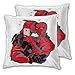 Lot de 2 taies d'oreiller Motif Deadpool Baiser Spider Man sur les joues 60 x 60 cm