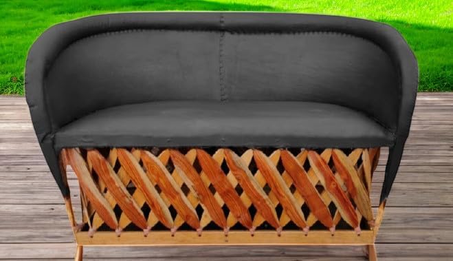 Love Seat Equipal Furniture Handmade by Equipales San Jose Black Color Mexican Traditional Style Ideal for Your Home, House, Garden, Office, Restaurant, Hotel, bar, Beach, Living Room, Bedroom