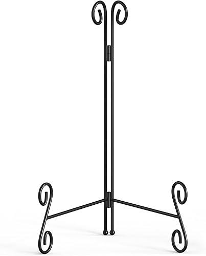 Miniatura 10 de Caballete de soporte para platos, 6+8+10 pulgadas, paquete de 3 soportes de metal para platos decorativos, soporte de caballete negro para fotos,