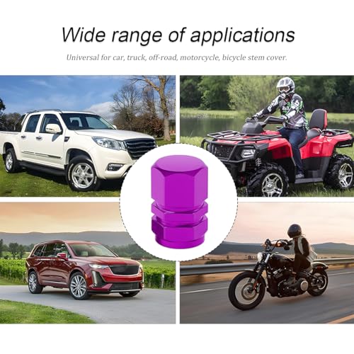 Image of Osilly Car Tire Stem Valve Caps, 8 PCS Aluminum Alloy Valve Stem Covers, Leak-Proof Tire Cap Cover Accessories, Hexgon Style Wheel Air Valve Caps for SUV Car Bike (Purple)