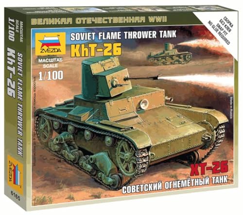 Zvezda Models Soviet Flamethrower Tank T-26, Scale 1/100