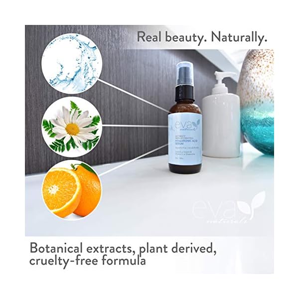 Eva-Naturals-Anti-Aging-Hyaluronic-Acid-Serum-For-Face-Professional-Potent-Hydrating-Anti-Wrinkle-Formula-For-Fine-Line-Uneven-Skin-Tone-Contains-Vitamin-C-B-E-Paraben-Free-2-Oz Eva Naturals Pure Hyaluronic Acid Serum For Face - Facial Serum - Wrinkles and Fine Lines - Perfect Hydrating Serum for Face and Dry Skin - Pairs with Vitamin C Serum (2 Oz)